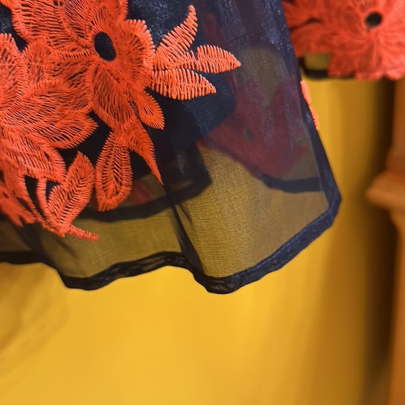 Maeve circle skirt lined and crinoline and sheer acetate embroiders top layer - Picture 3 of 6